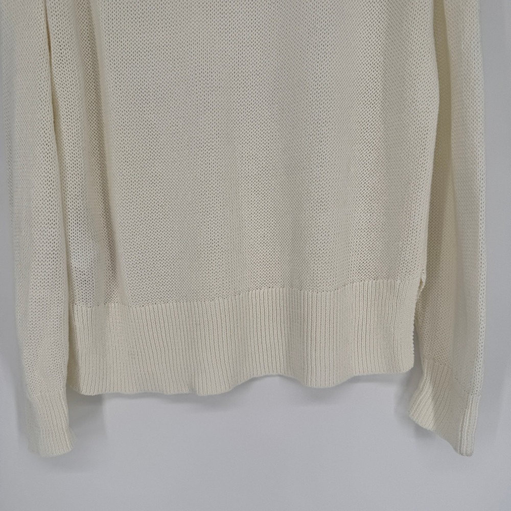 J.Crew Linen Cotton Knit Beach Sweater Womens S Cream Coastal Crewneck Slouchy - Picture 7 of 14